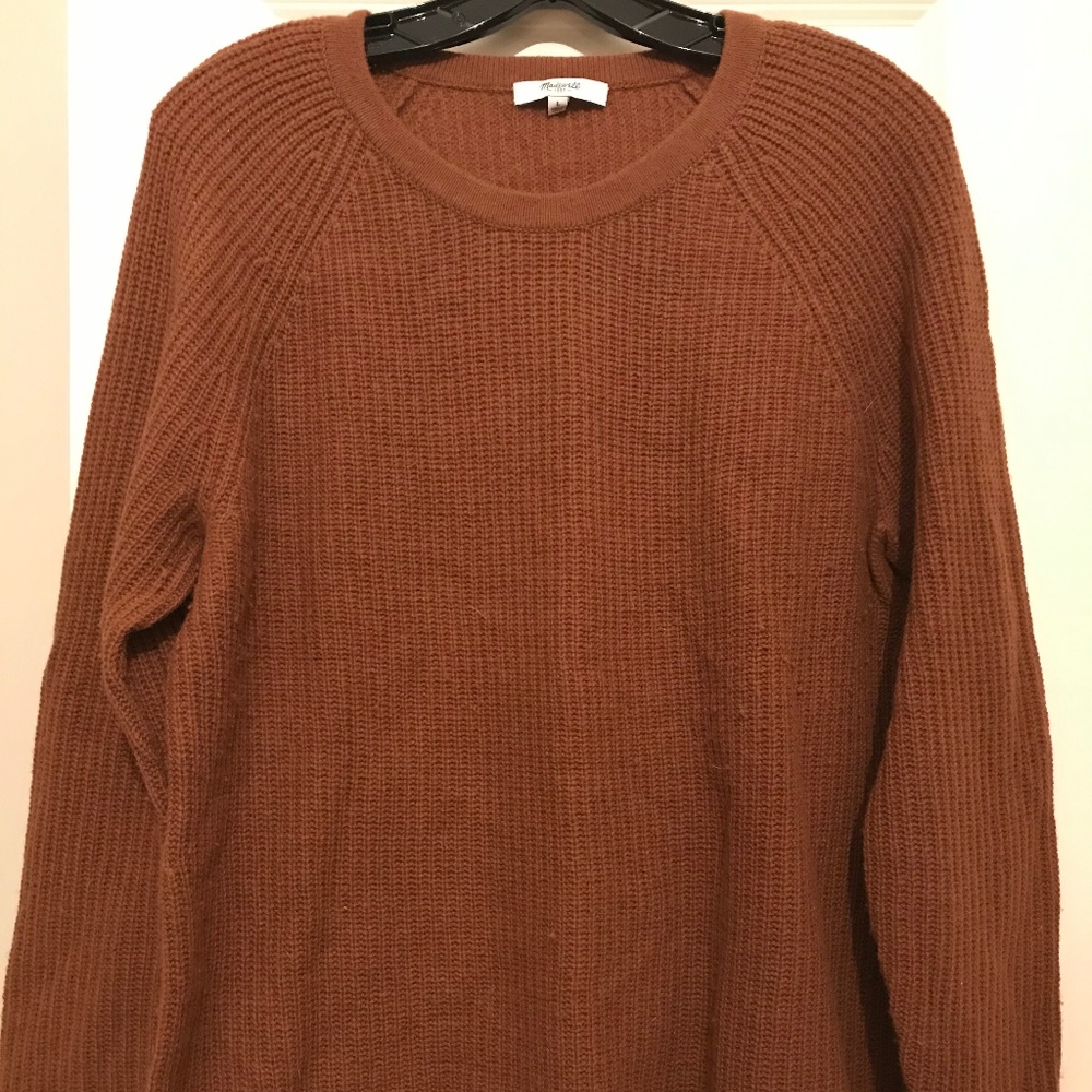 Wool Madewell Sweater with Leather Elbow Patches